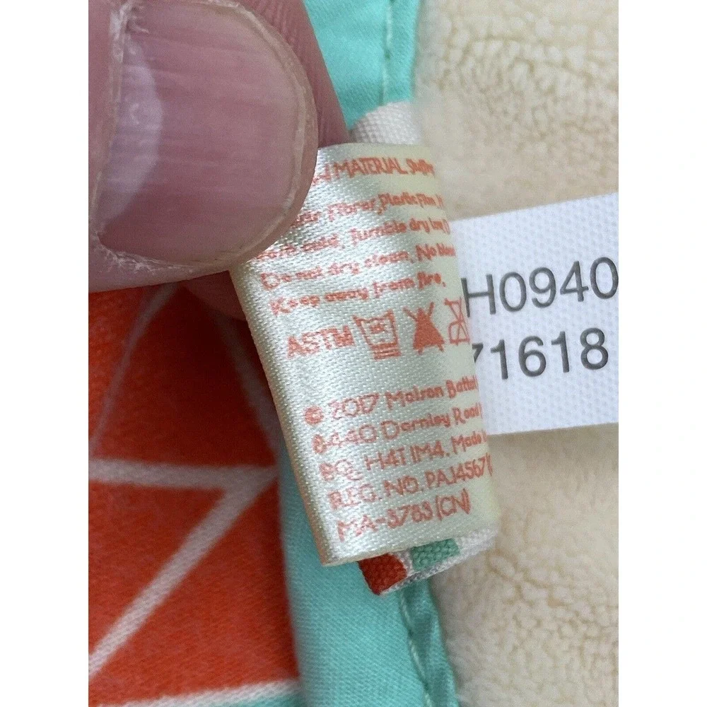 B Cuddly Bunny Rabbit‎ Plush Lovey Baby Security Blanket Orange Aqua Triangles